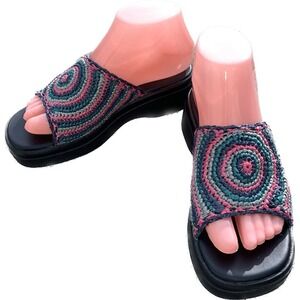 Platform Slide Sandals Crochet Comfort Summer Shoes‎ Size 4